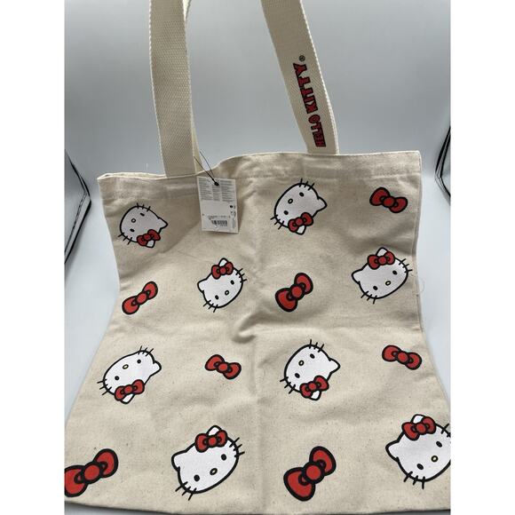 Hello Kitty Canvas Faces And Ref Bow Tote NEW With Tags - Fast Shipping! - Picture 1 of 5